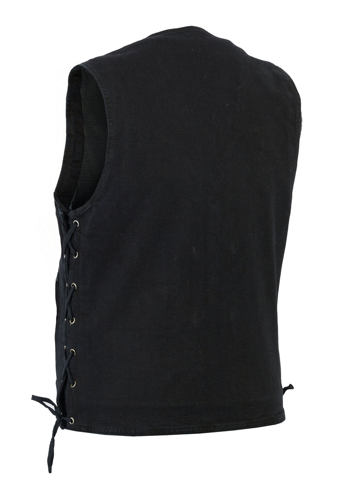 Strabler - Motorcycle Denim Vest-Mens Denim Vests-Daniel Smart Mfg - Retail