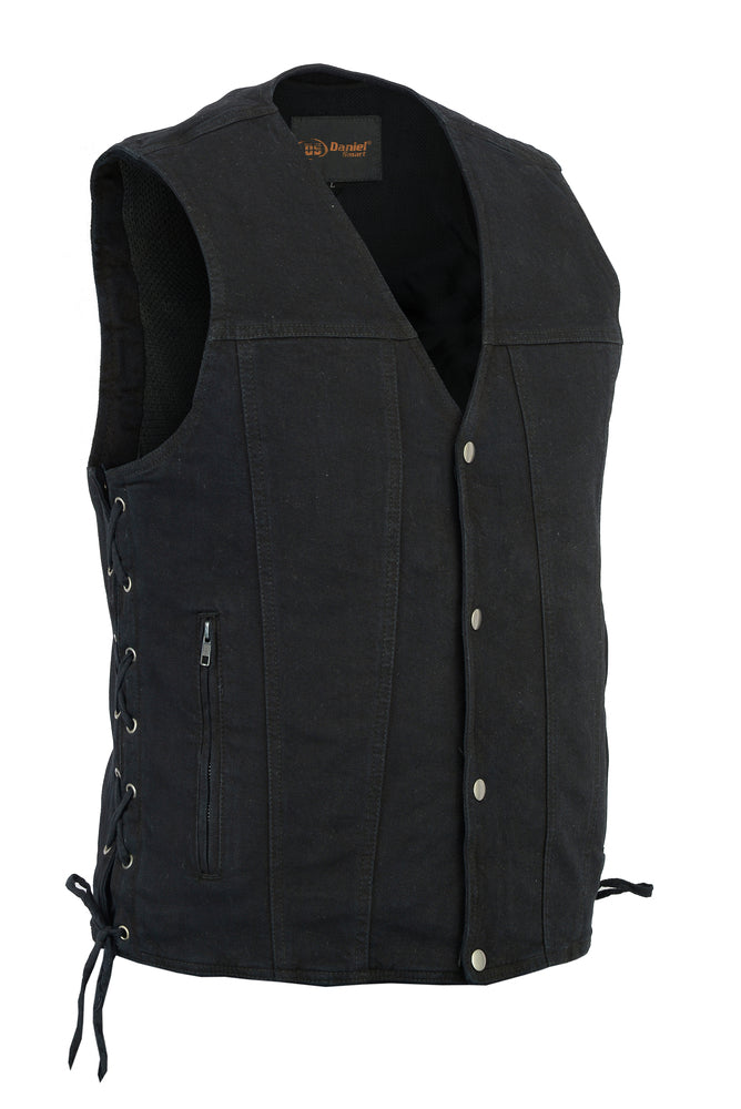 Strabler - Motorcycle Denim Vest-Mens Denim Vests-Daniel Smart Mfg - Retail
