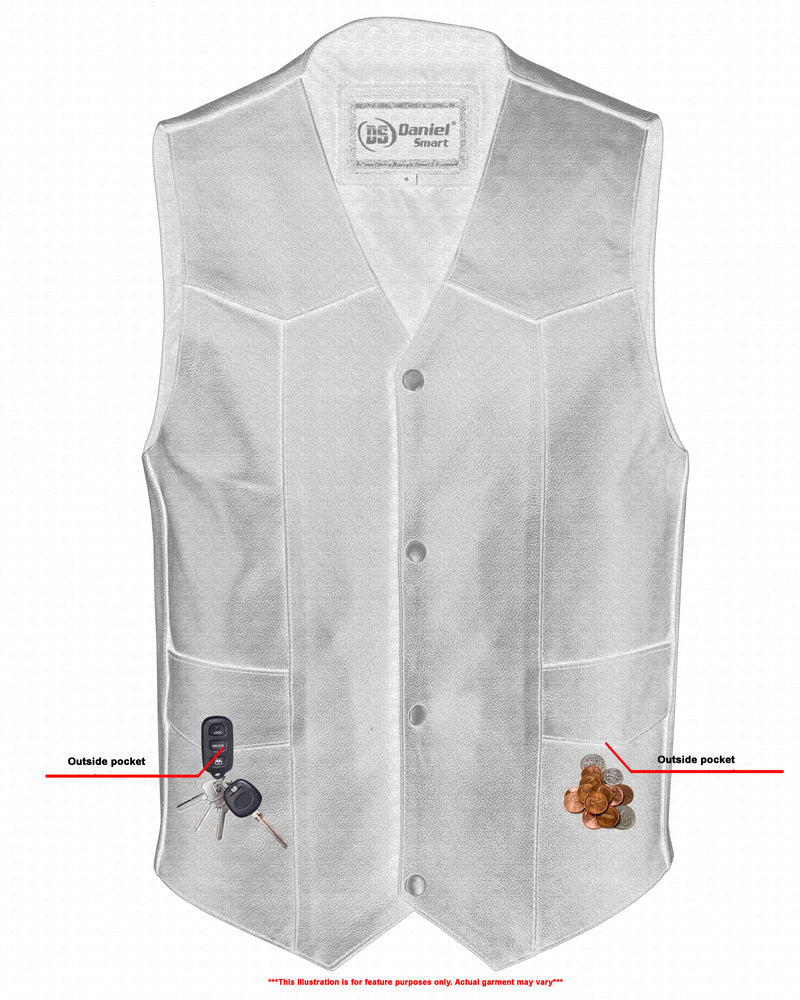 Strider - Men's Motorcycle Leather Vest-Mens Leather Vests-Daniel Smart Mfg - Retail