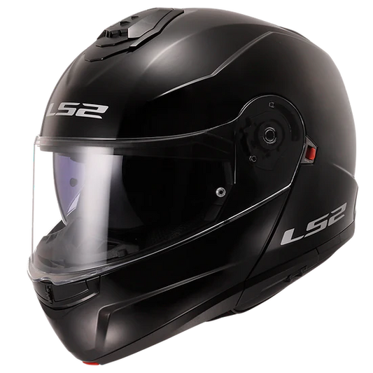 Strobe II Solid Modular Motorcycle Helmet W/ SunShield Gloss Black-Daniel Smart Mfg - Retail