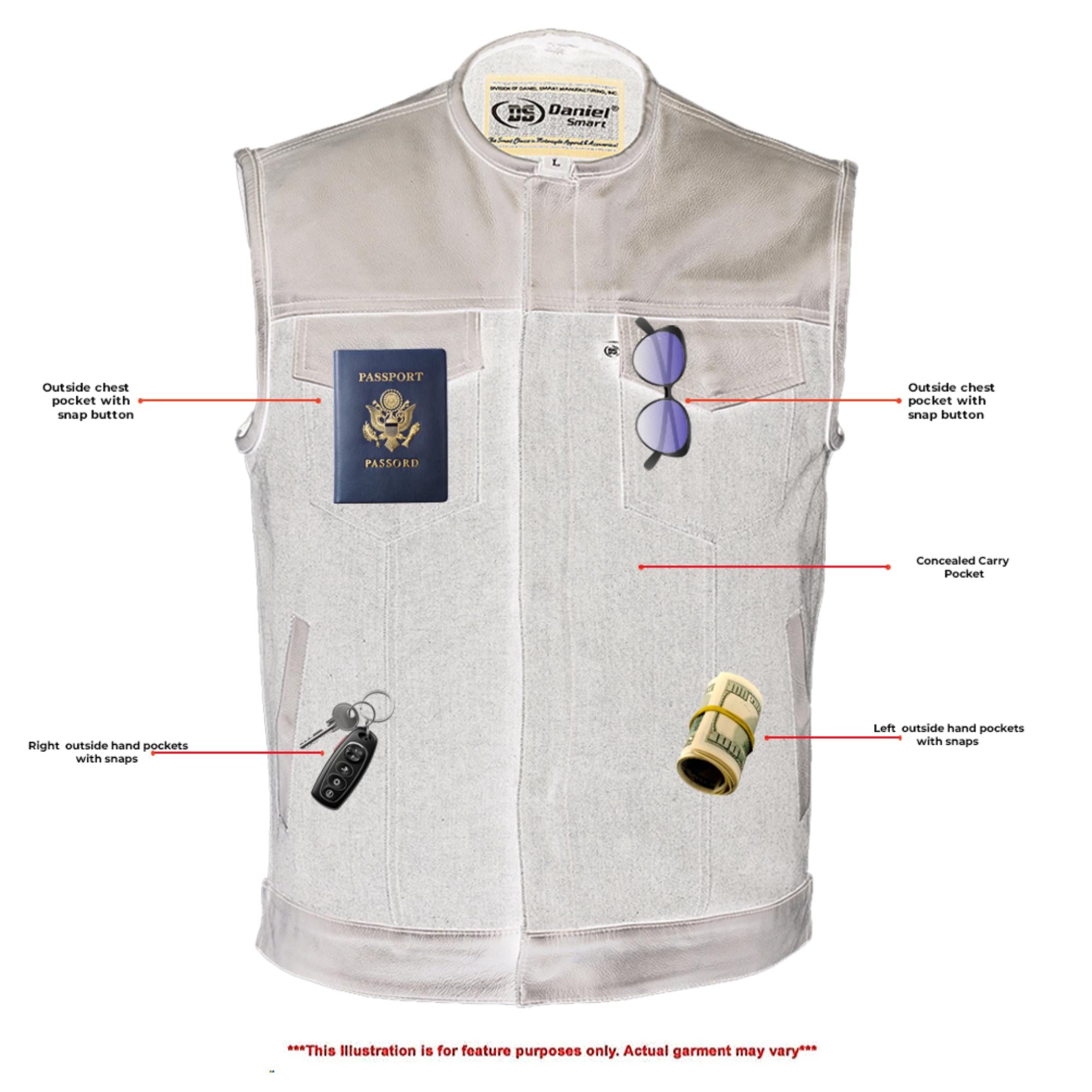 Teller - Motorcycle Denim Vest-Mens Denim Vests-Daniel Smart Mfg - Retail