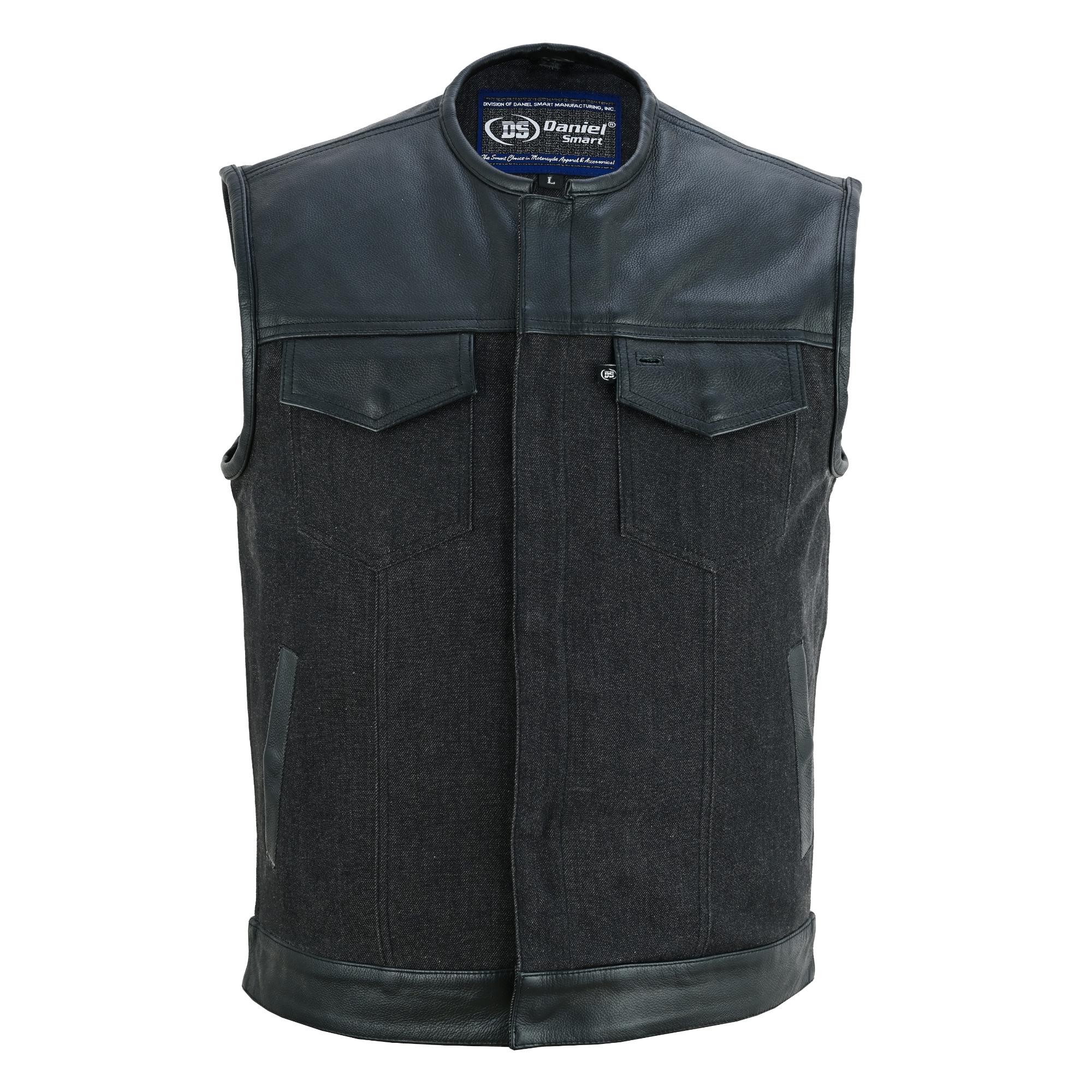 Teller - Motorcycle Denim Vest-Mens Denim Vests-Daniel Smart Mfg - Retail