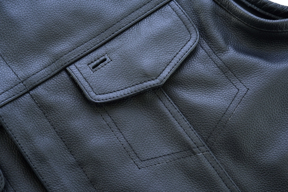 Trailson - Men's Motorcycle Leather Vest-Mens Leather Vests-Daniel Smart Mfg - Retail