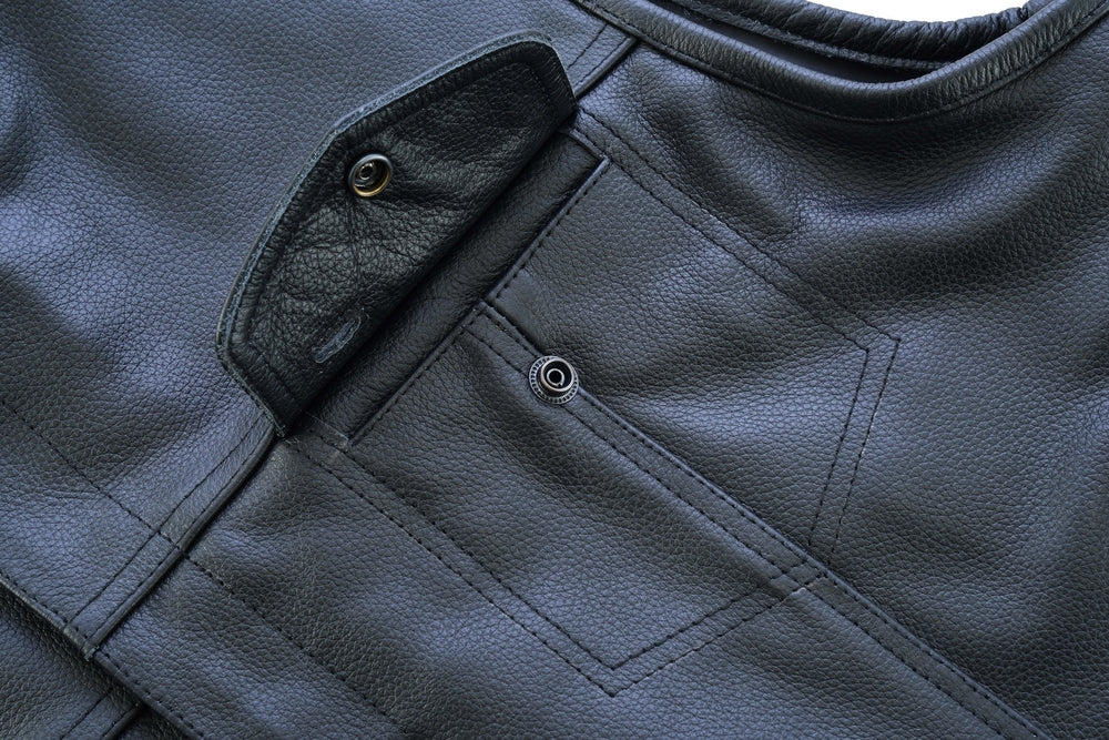 Trailson - Men's Motorcycle Leather Vest-Mens Leather Vests-Daniel Smart Mfg - Retail