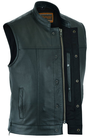 Twinner - Men's Motorcycle Leather Vest-Mens Leather Vests-Daniel Smart Mfg - Retail