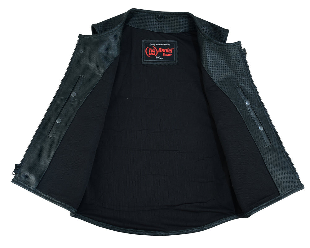Ventra - Men's Motorcycle Leather Vest-Mens Leather Vests-Daniel Smart Mfg - Retail