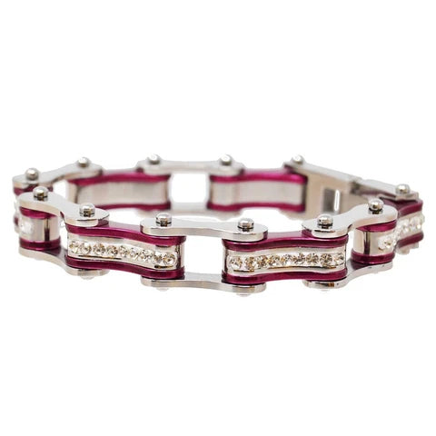 VJ1103 Two Tone Silver/Candy Purple W/White Crystal Centers-Bracelets-Daniel Smart Mfg - Retail