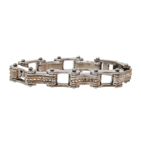 VJ1105 All Silver W/White Crystal Centers-Bracelets-Daniel Smart Mfg - Retail