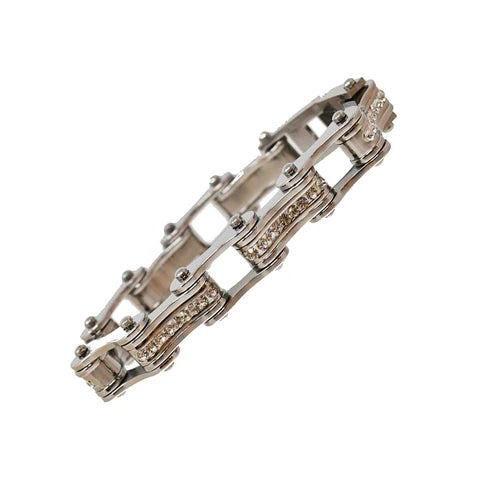 VJ1105 All Silver W/White Crystal Centers-Bracelets-Daniel Smart Mfg - Retail