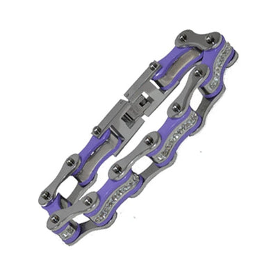 VJ1108 Two Tone Silver/Purple W/White Crystal Centers-Bracelets-Daniel Smart Mfg - Retail