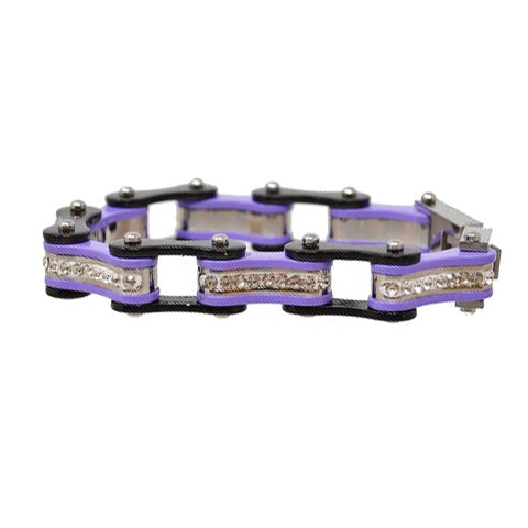 VJ1109 Two Tone Black/Purple W/White Crystal Centers-Daniel Smart Mfg - Retail