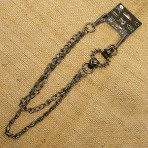 WA-WC7030 Spike ring Wallet Chain with gray double chain-Wallet Chains/Key Leash-Daniel Smart Mfg - Retail