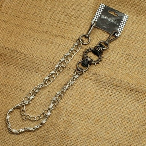 WA-WC7702W Spike ring Wallet Chain with chrome double chain,-Wallet Chains/Key Leash-Daniel Smart Mfg - Retail