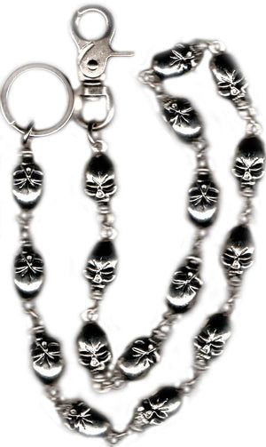 WC7016 31" Wallet Chain Large Skulls-Wallet Chains/Key Leash-Daniel Smart Mfg - Retail