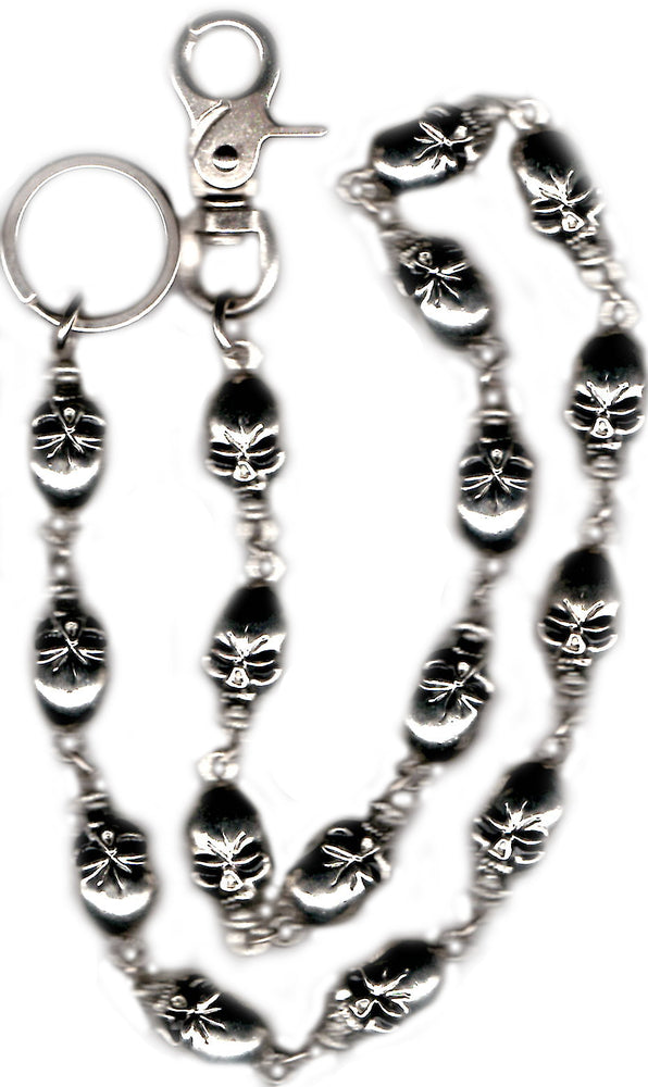 WC7016 31" Wallet Chain Large Skulls-Wallet Chains/Key Leash-Daniel Smart Mfg - Retail