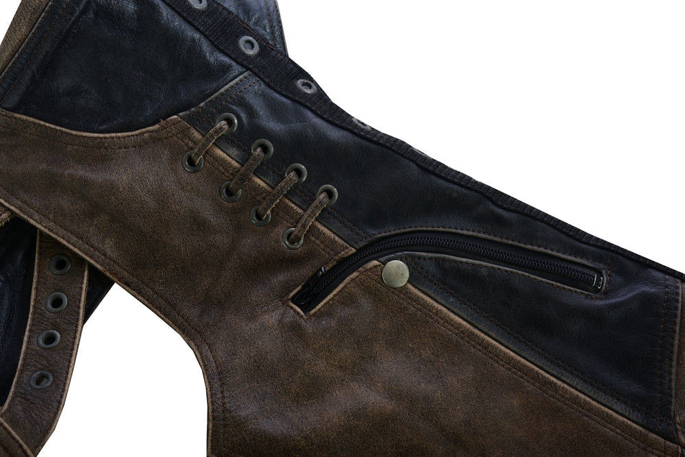 Wild Wind - Women's Motorcycle Leather Chaps-Womens Chaps & Pants-Daniel Smart Mfg - Retail