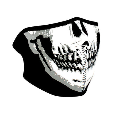 WNFM002HG ZAN® Half Mask- Neoprene- Skull Face- Glow in the Dark-Half Facemasks-Daniel Smart Mfg - Retail