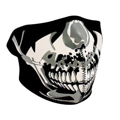 WNFM023H ZAN® Half Mask- Neoprene- Chrome Skull-Half Facemasks-Daniel Smart Mfg - Retail