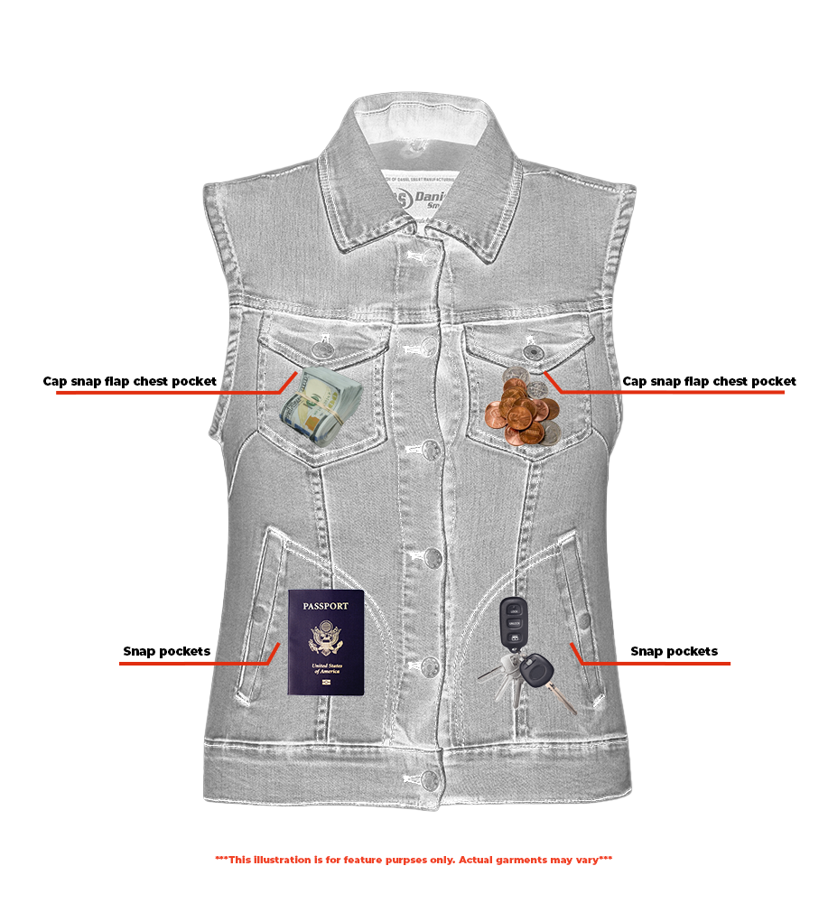 Xeno - Women's Denim Vest-Womens Denim Vests-Daniel Smart Mfg - Retail