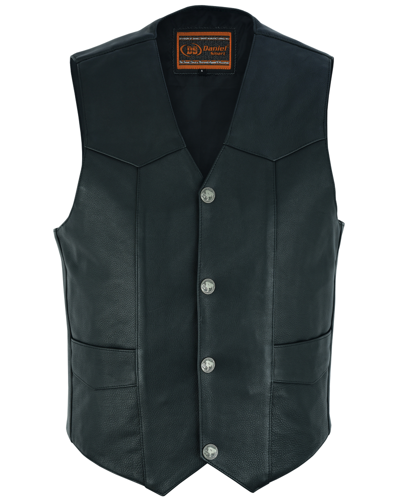 DS115 Men's Single Back Panel Concealed Carry Vest | Men's Leather Vests