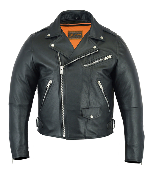 DS737 Men's Modern Full Cut Beltless Biker Jacket | Men's Leather Motorcycle Jackets