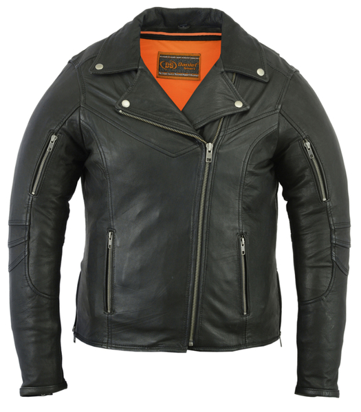 DS894 Women's Modern Longer Beltless Biker Jacket | Women's Leather Motorcycle Jackets
