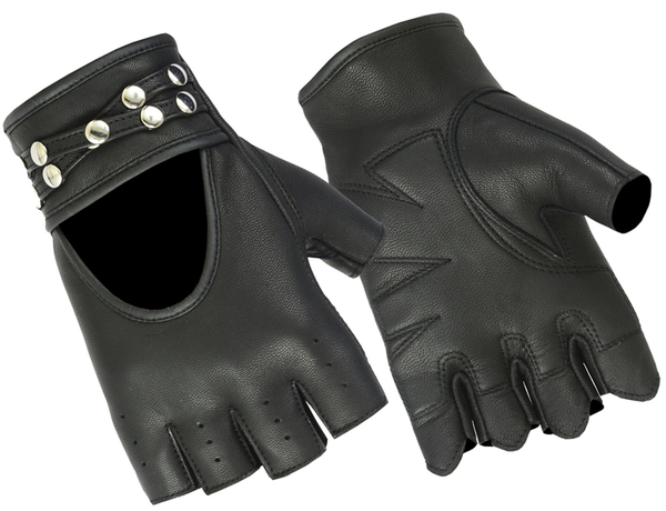DS85 Women's Fingerless Glove with Rivets Detailing | Women's Fingerless Gloves