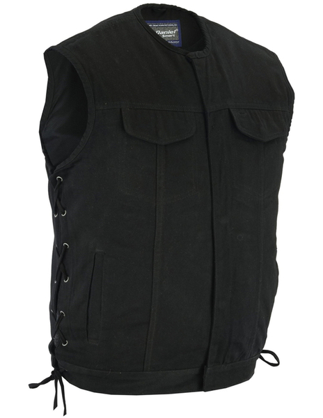DM978 Denim Material, Upgraded Style Gun Pockets, All black construction. | Men's Denim Vests