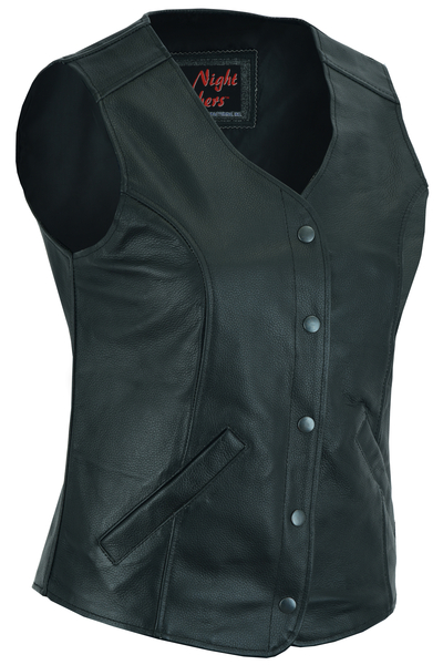 DS204 Womens Stylish Longer Body ¾ Vest  Plain Sides | Women's Leather Vests