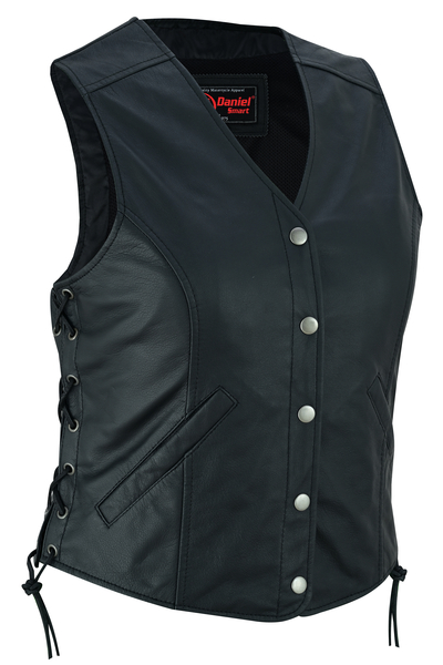 DS211 Womens Light Weight Open Neck Vest | Women's Leather Vests
