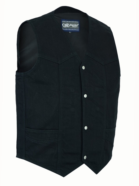 DM910 Men's Traditional Denim Vest with Plain Sides | Men's Denim Vests