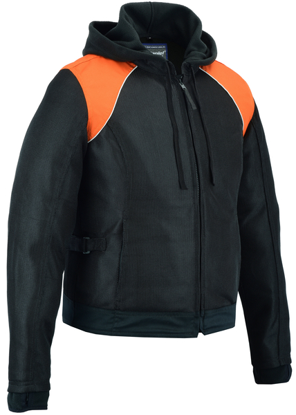 DS827 Womens Mesh 3-in-1 Riding Jacket (Black/Orange) | Women's Textile Motorcycle Jackets