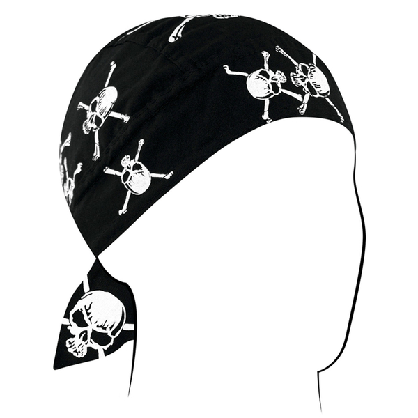 Z113C Flydanna®, Cotton, White Skull and Crossbones | Headwraps