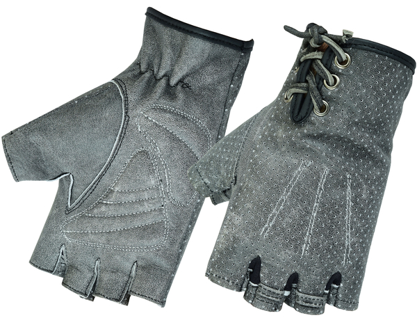 DS74 Womens Washed-Out Gray Perforated Fingerless Glove | Women's Fingerless Gloves