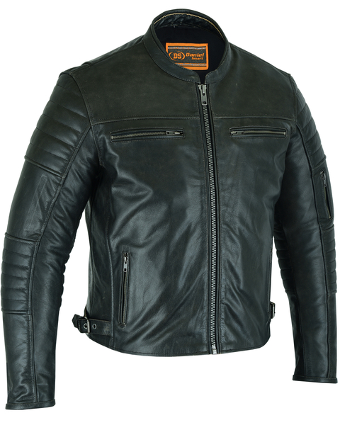 DS754 Mens Modern Crossover Scooter Jacket - Gun Metal Brown | Men's Leather Motorcycle Jackets