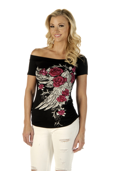 7642BLK Blossomed Elegance | Women's Shirts