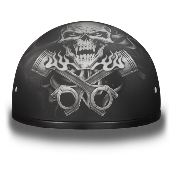 D6-PS D.O.T. DAYTONA SKULL CAP - W/ PISTONS SKULL | 1/2 Shell Helmets