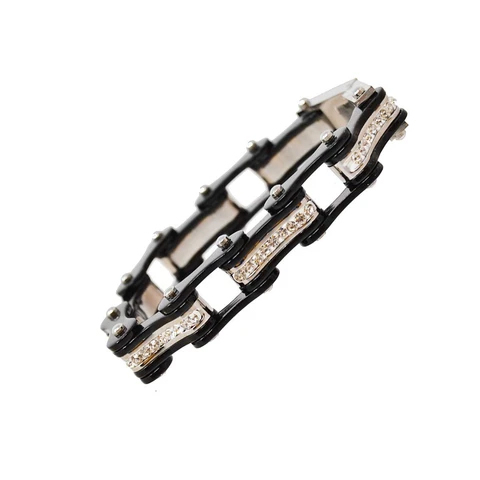 VJ1117 Black/Black W/White Crystal Centers | Bracelets