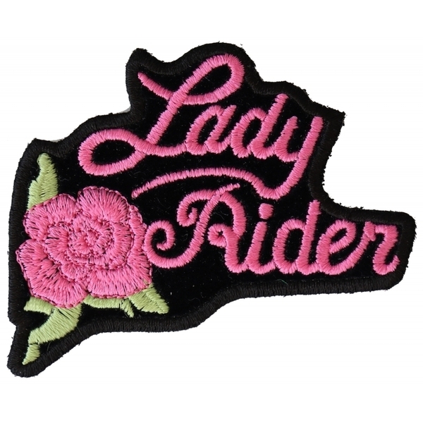 P2526PINK Pink Lady Rider Rose Biker Patch | Patches