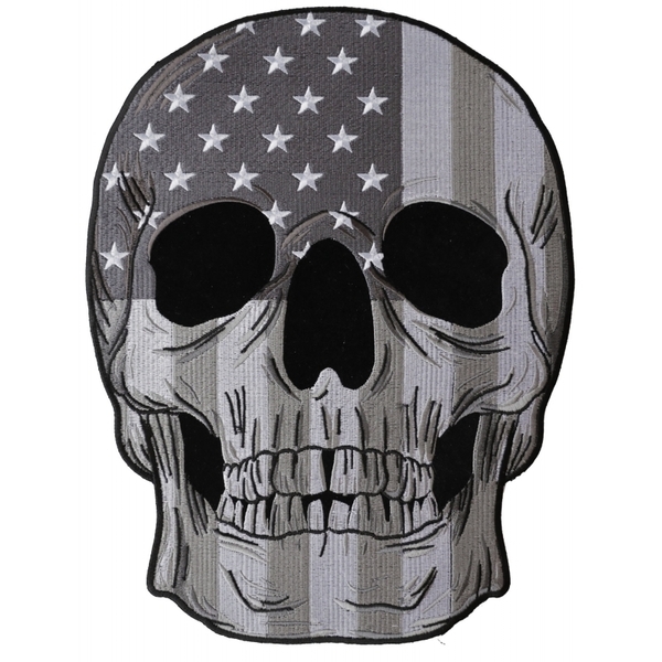 PL6031 Skull Subdued American Flag Embroidered Iron on Patch | Patches