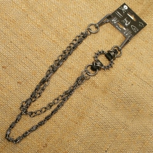 WA-WC7030 Spike ring Wallet Chain with gray double chain | Wallet Chains/Key Leash