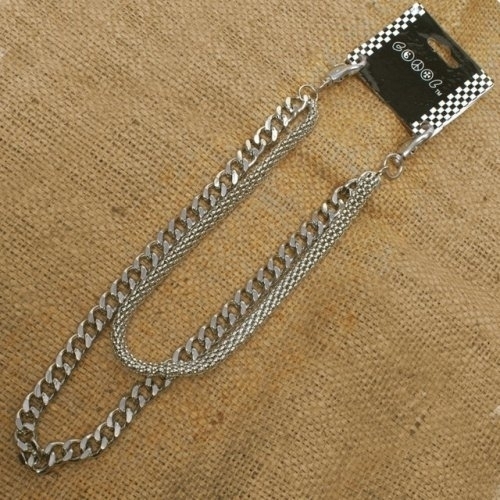 WA-WC770W Chrome Wallet Chain with double chain, mesh and medium link chain | Wallet Chains/Key Leash