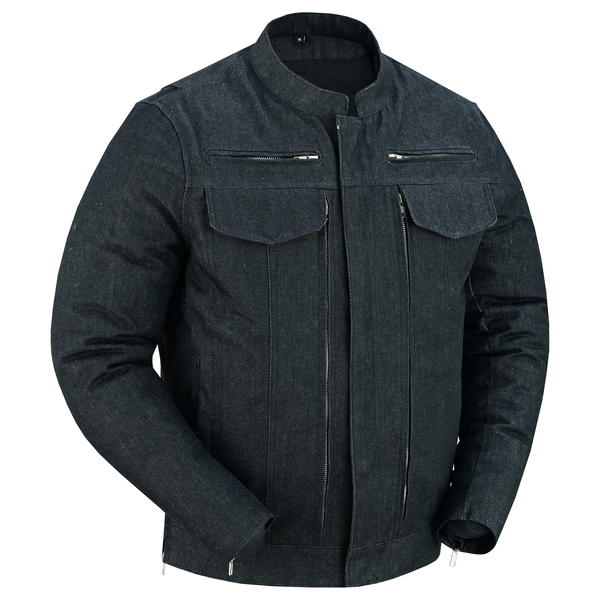DM915 Men's Rough Rub-Off Raw Finish Denim Jacket | Mens Textile Motorcycle Jackets
