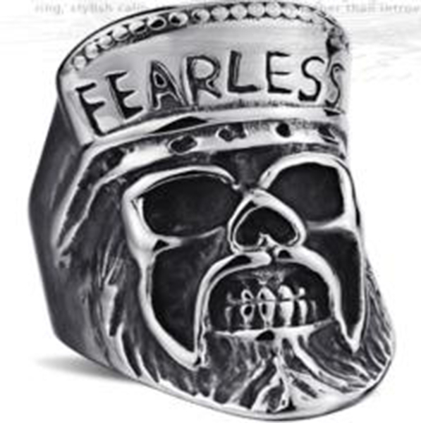 R110 Stainless Steel Fearless Skull Biker Ring | Rings