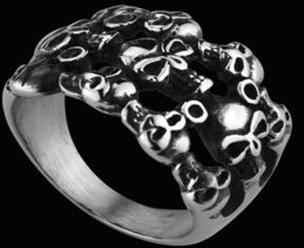 R118 Stainless Steel Many Face Skull Biker Ring | Rings