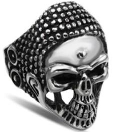 R123 Stainless Steel War Head Skull Biker Ring | Rings