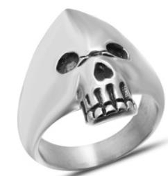 R130 Stainless Steel Hooded Skull Biker Ring | Rings