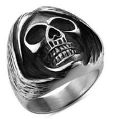 R139 Stainless Steel Sleepy Head Skull Biker Ring | Rings