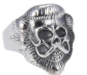 R143 Stainless Steel Lion Face Skull Biker Ring | Rings