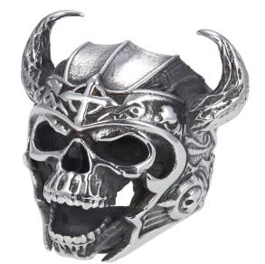 R144 Stainless Steel Warrior Skull Biker Ring | Rings